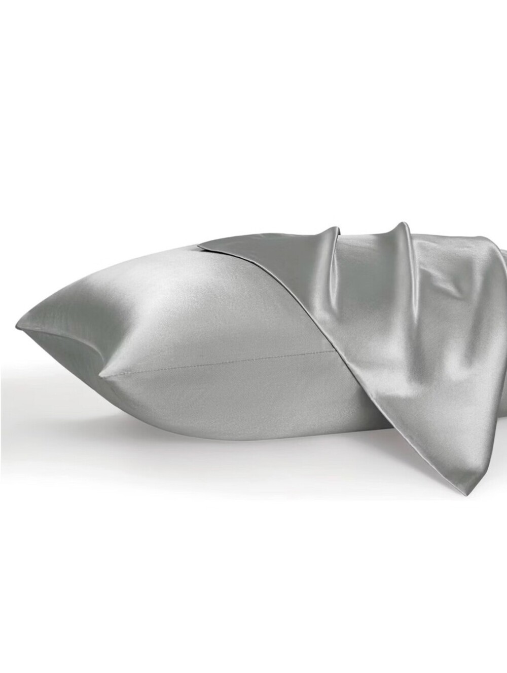 King Size Satin Pillowcases / Silver Set of 2
